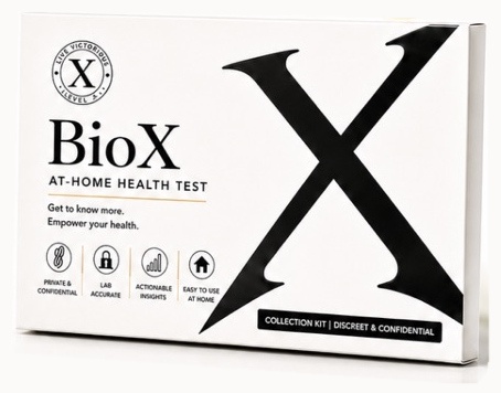 BioX test kit — white box with black X, from the supplied reference